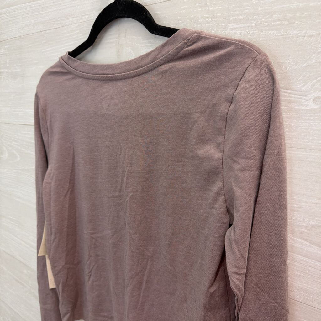 Z Supply Purple Cropped Long Sleeve V Neck Top Small
