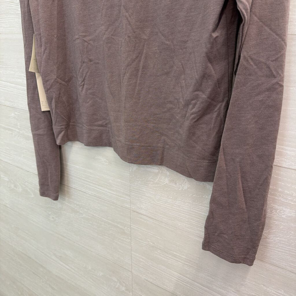 Z Supply Purple Cropped Long Sleeve V Neck Top Small
