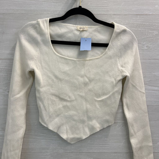 Bittersweet White Ribbed Cropped Long Sleeve Top Large
