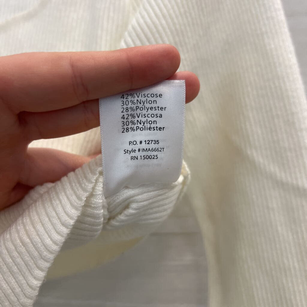 Bittersweet White Ribbed Cropped Long Sleeve Top Large