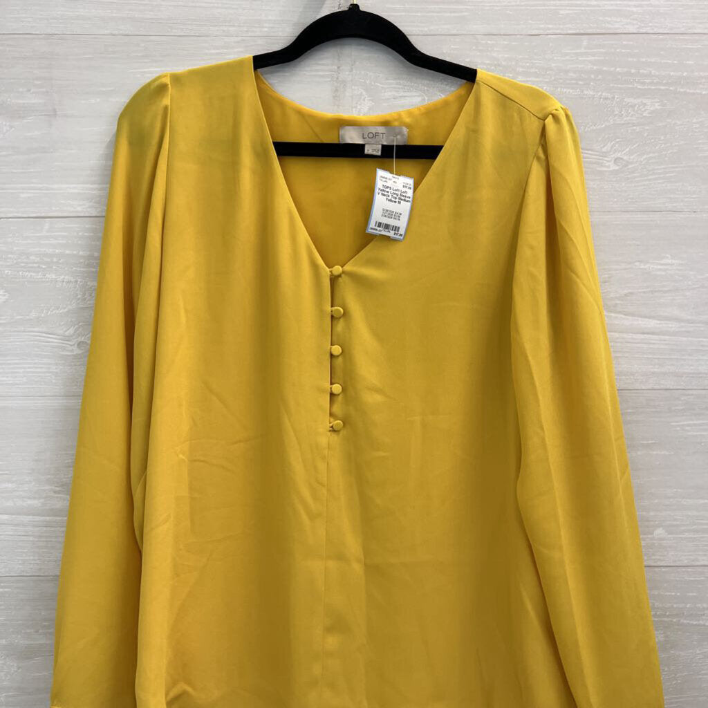 Loft Yellow Long Sleeve V Neck Top Medium