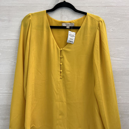 Loft Yellow Long Sleeve V Neck Top Medium