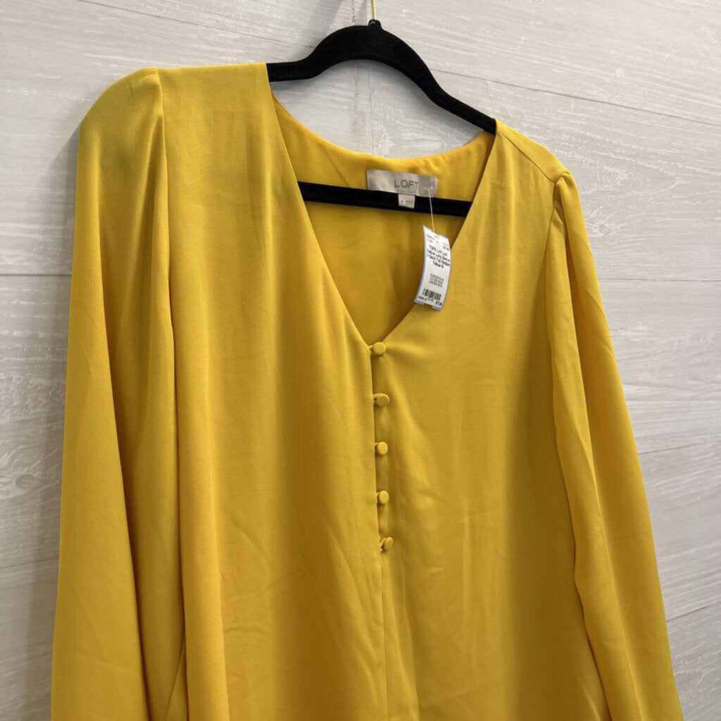 Loft Yellow Long Sleeve V Neck Top Medium