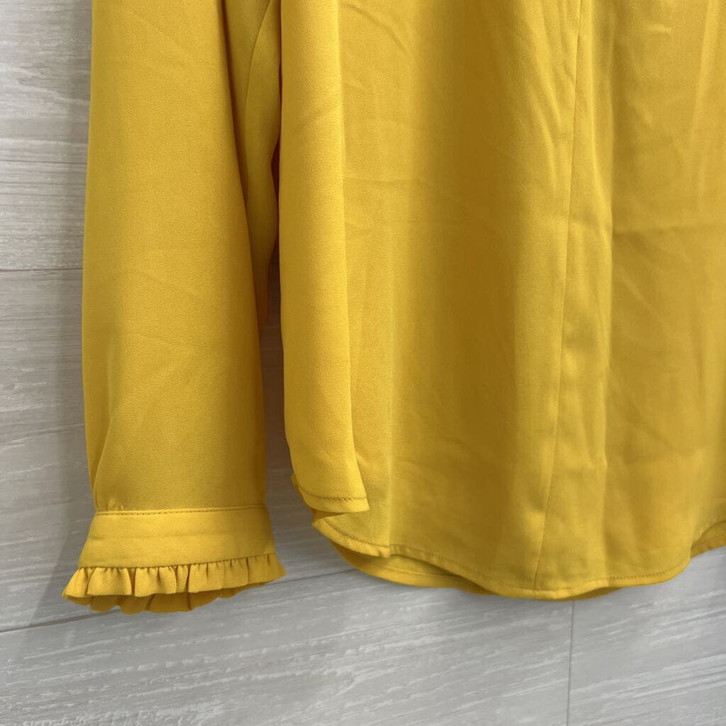 Loft Yellow Long Sleeve V Neck Top Medium