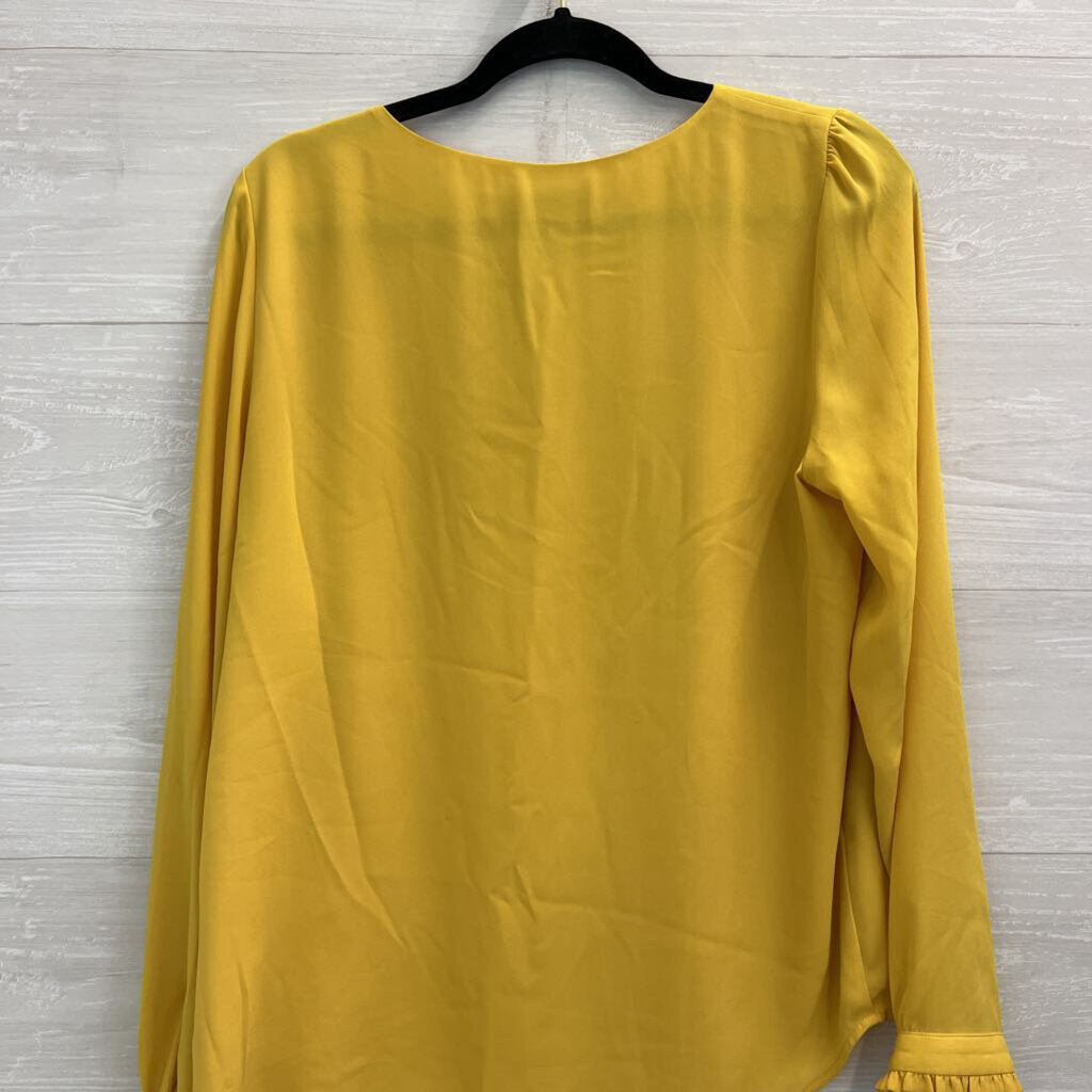 Loft Yellow Long Sleeve V Neck Top Medium