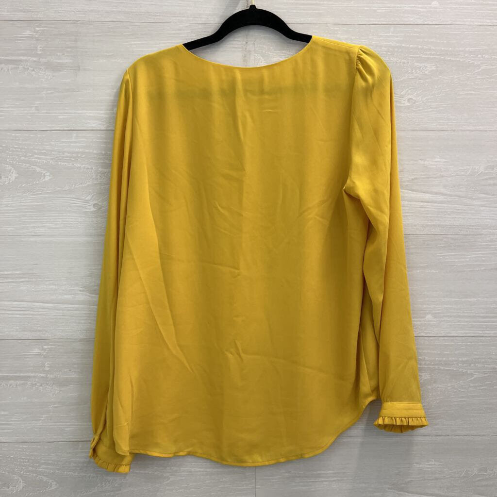 Loft Yellow Long Sleeve V Neck Top Medium