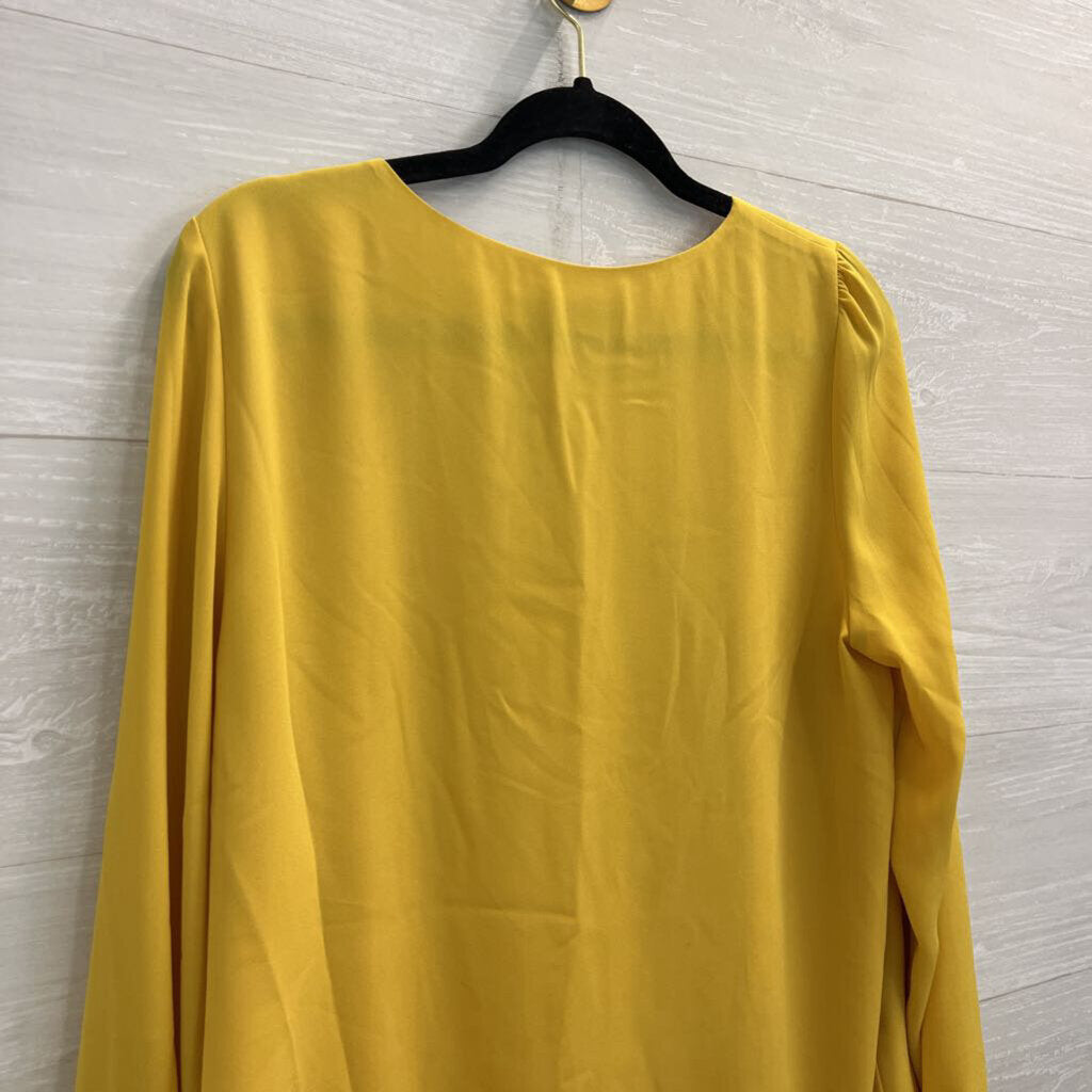 Loft Yellow Long Sleeve V Neck Top Medium