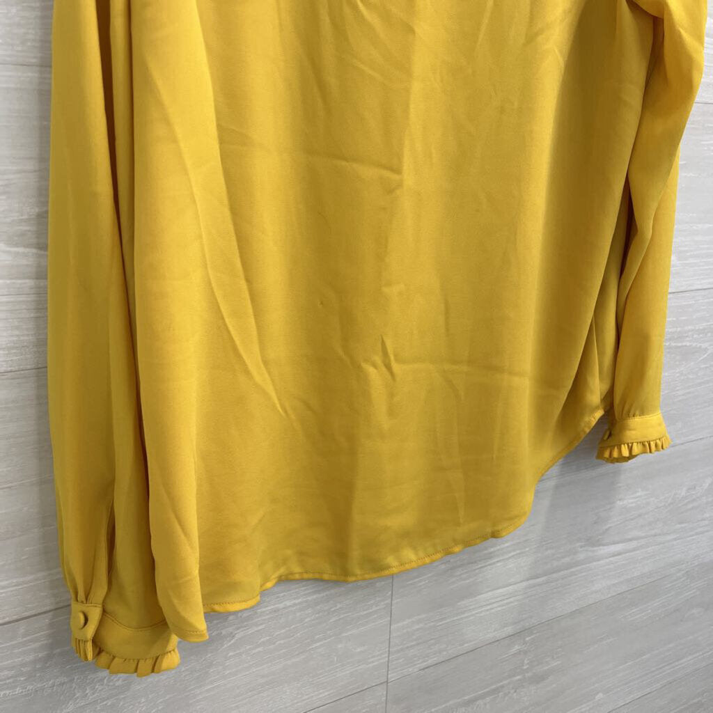 Loft Yellow Long Sleeve V Neck Top Medium
