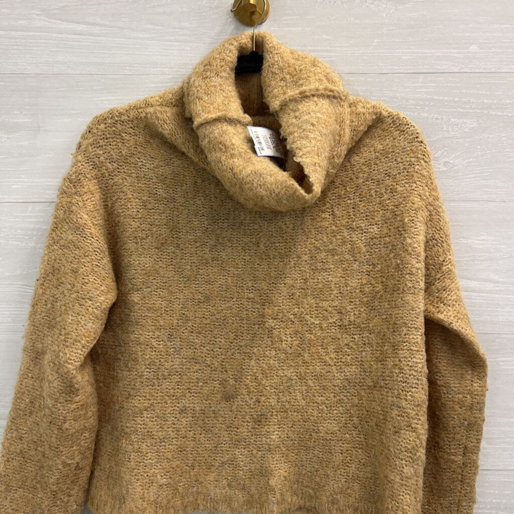 She and Sky Brown Knit Turtleneck Sweater Small