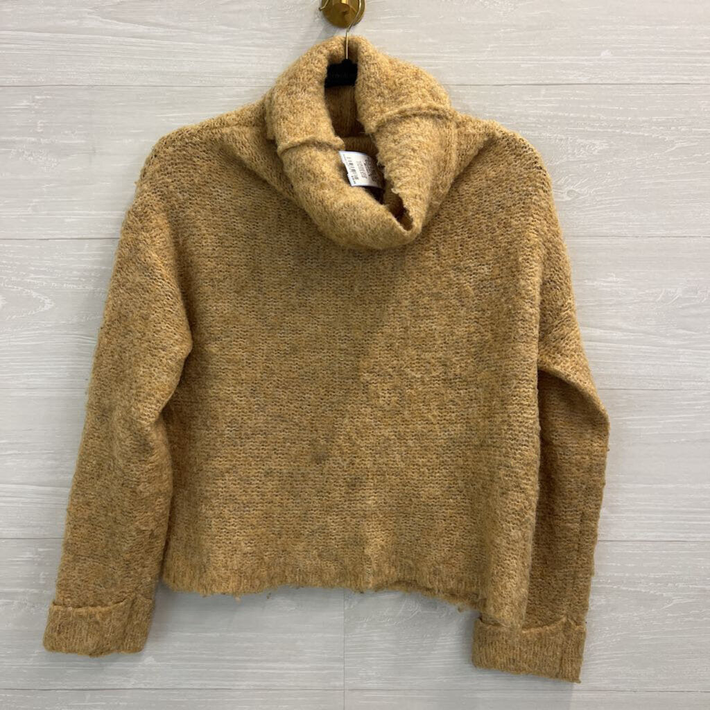 She and Sky Brown Knit Turtleneck Sweater Small