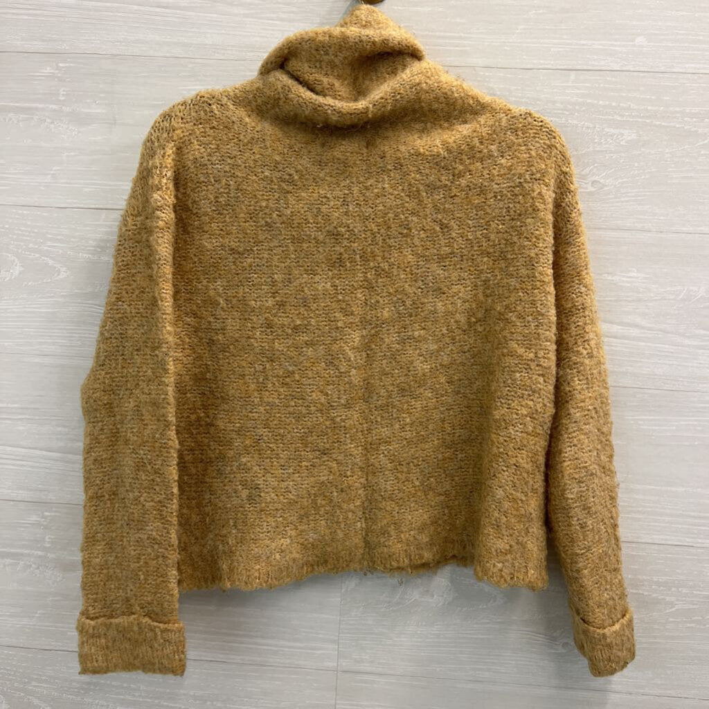 She and Sky Brown Knit Turtleneck Sweater Small