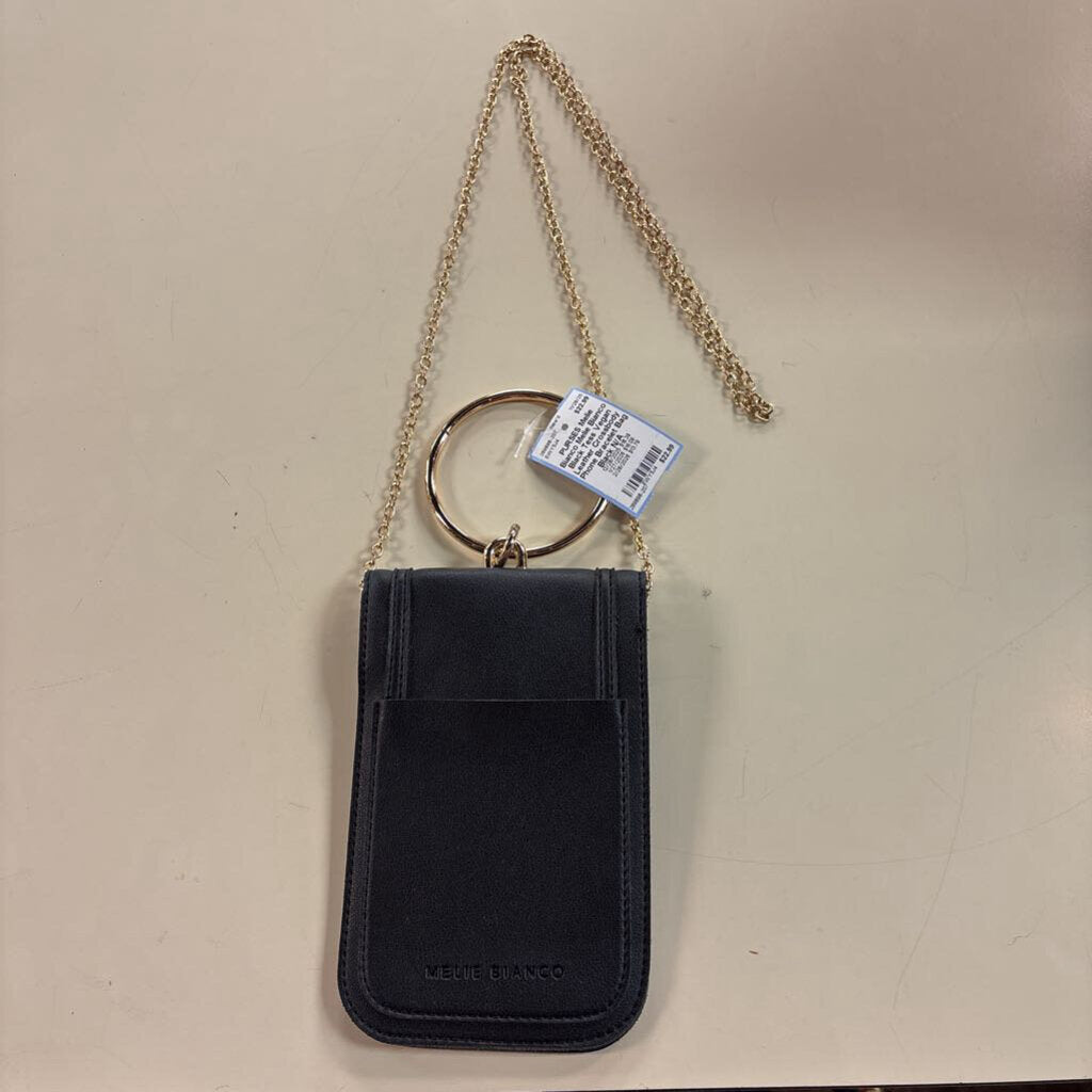 Melie Bianco Black Tess Vegan Leather Crossbody Phone Bracelet Bag