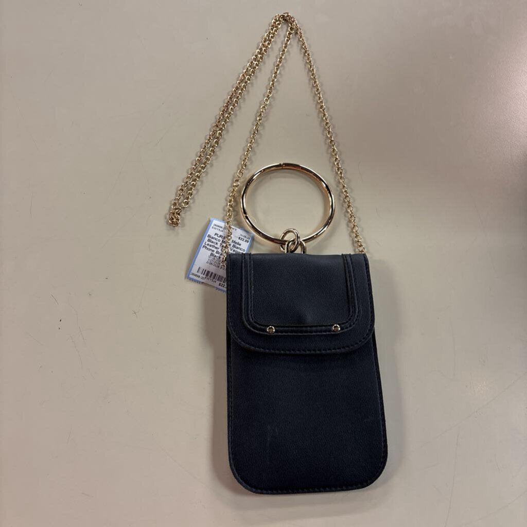 Melie Bianco Black Tess Vegan Leather Crossbody Phone Bracelet Bag