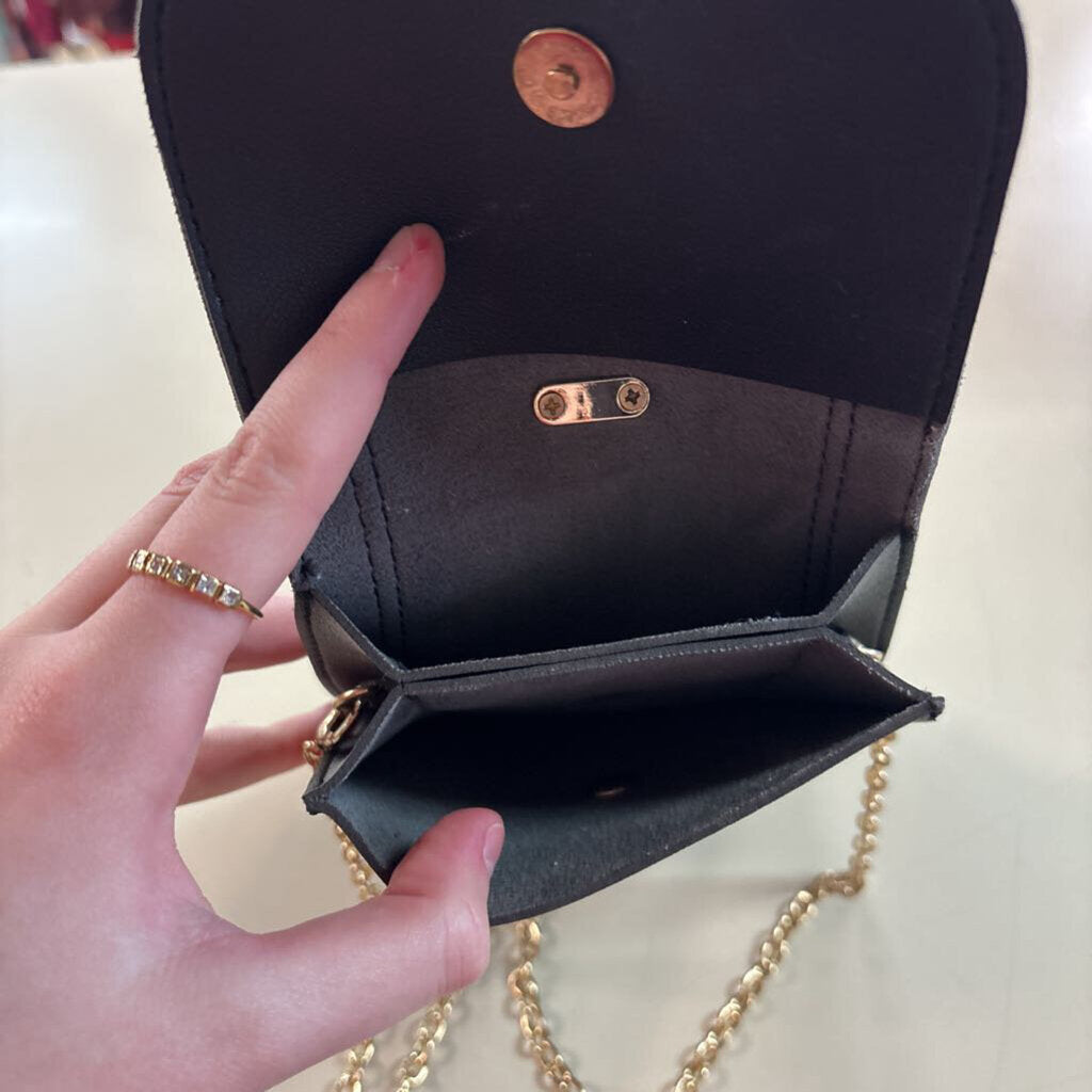 Melie Bianco Black Tess Vegan Leather Crossbody Phone Bracelet Bag