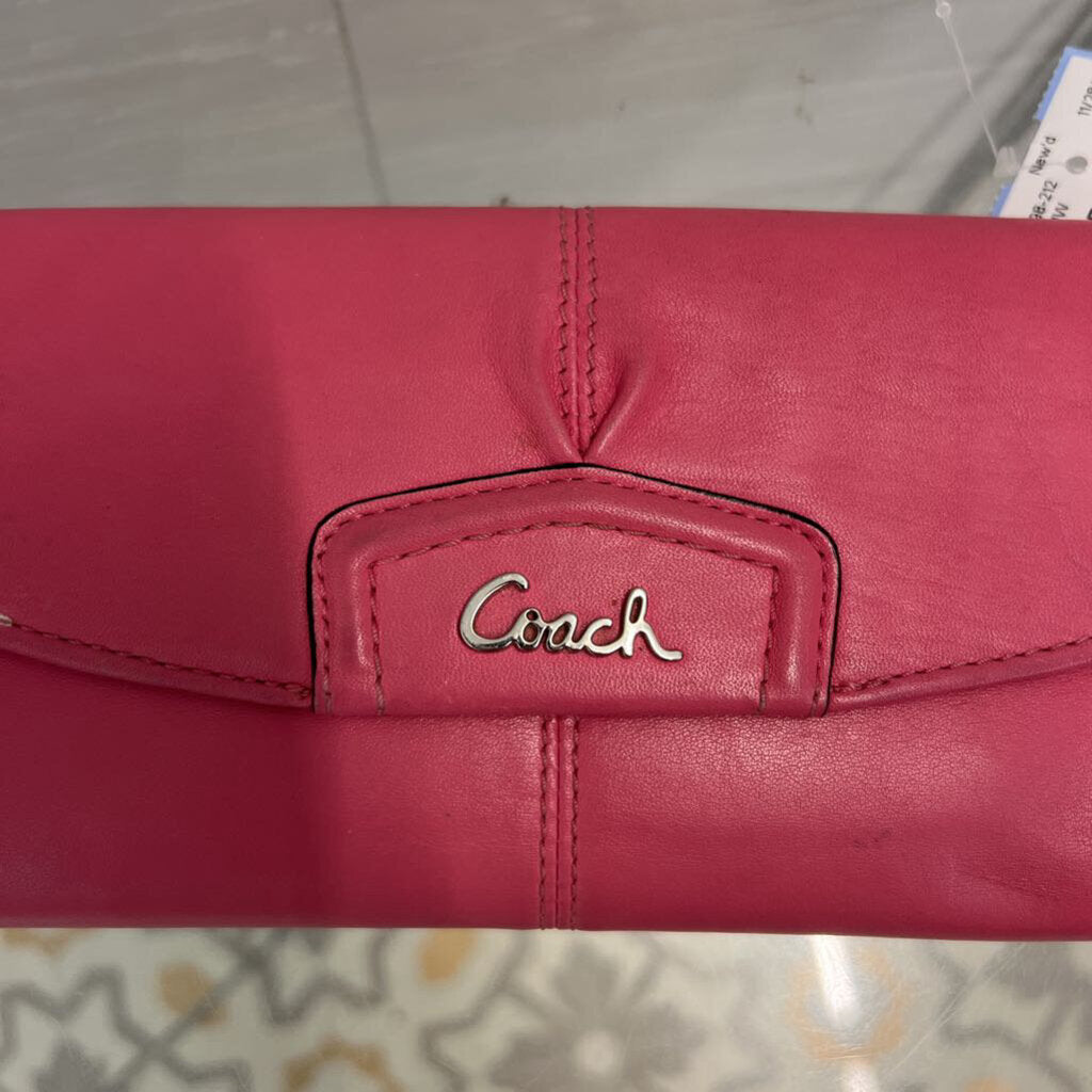 Coach Pink Leather Ashley Foldover Wallet