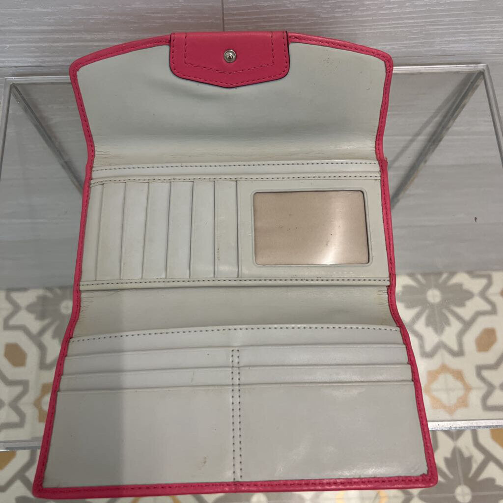 Coach Pink Leather Ashley Foldover Wallet