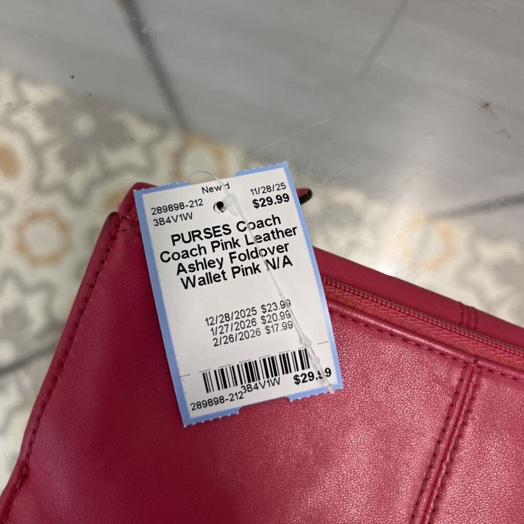 Coach Pink Leather Ashley Foldover Wallet