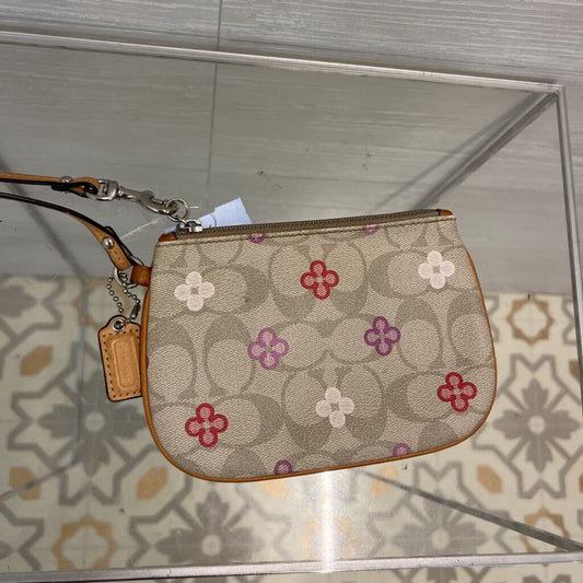 Coach Beige/ Multi Peyton Signature Clover Wristlet