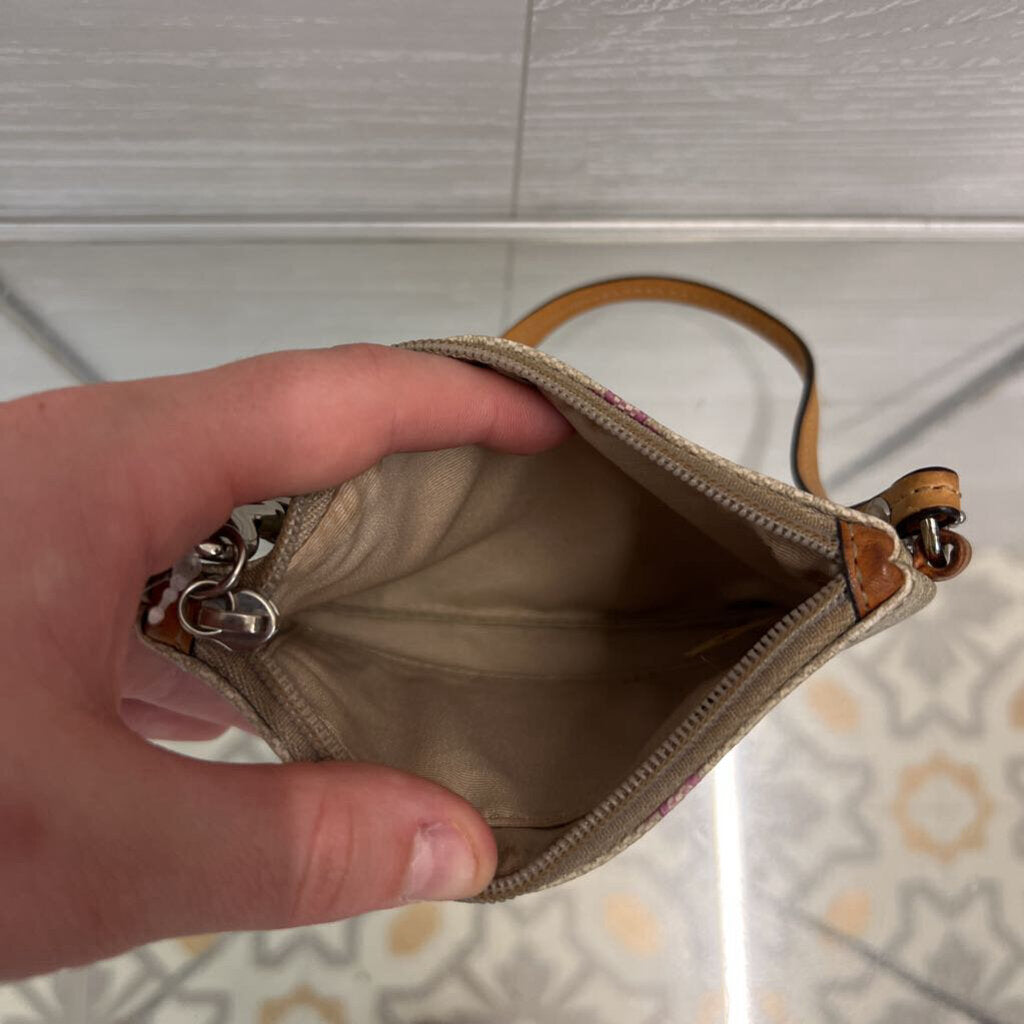 Coach Beige/ Multi Peyton Signature Clover Wristlet