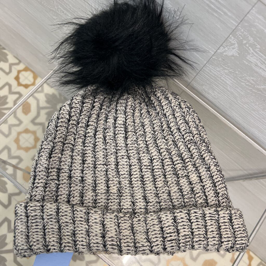 Love Your Melong Black/ White Knit Beanie Hat One Size