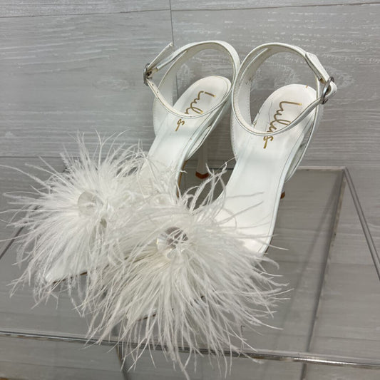 Lulus White Harlee Patent Feather Heels 8.5