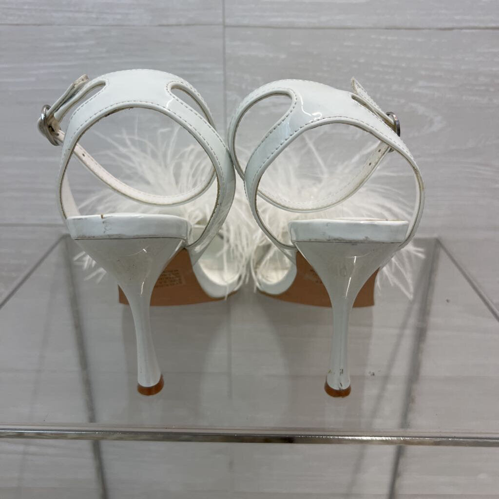 Lulus White Harlee Patent Feather Heels 8.5