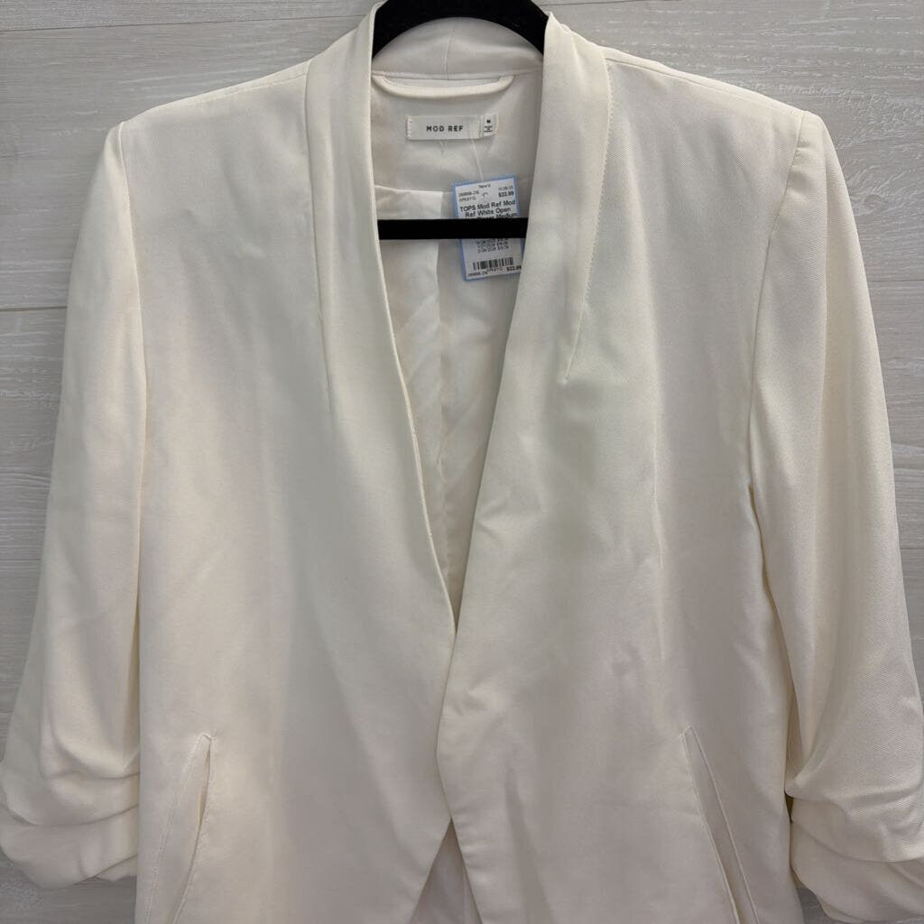 Mod Ref White Open Front Blazer Medium