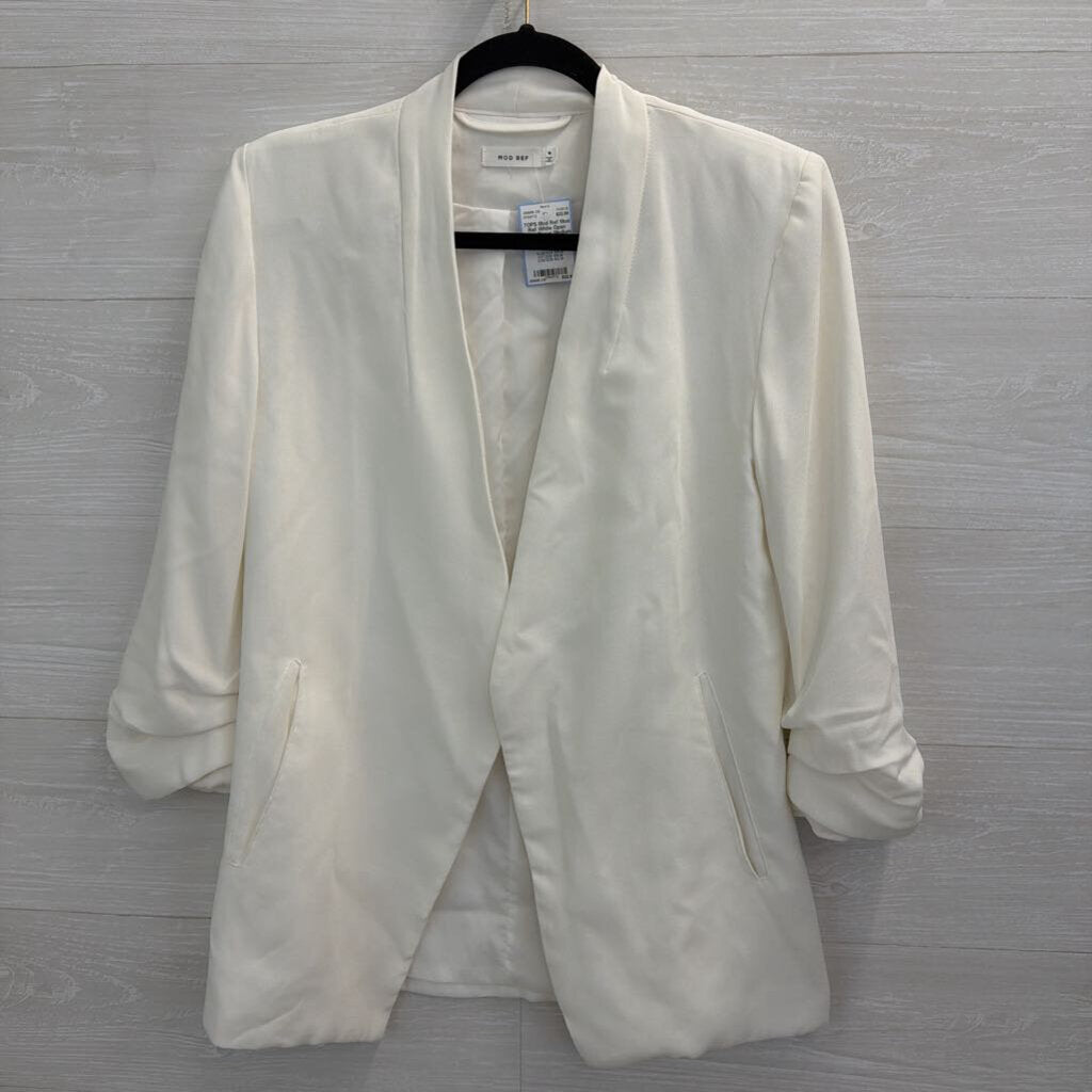 Mod Ref White Open Front Blazer Medium