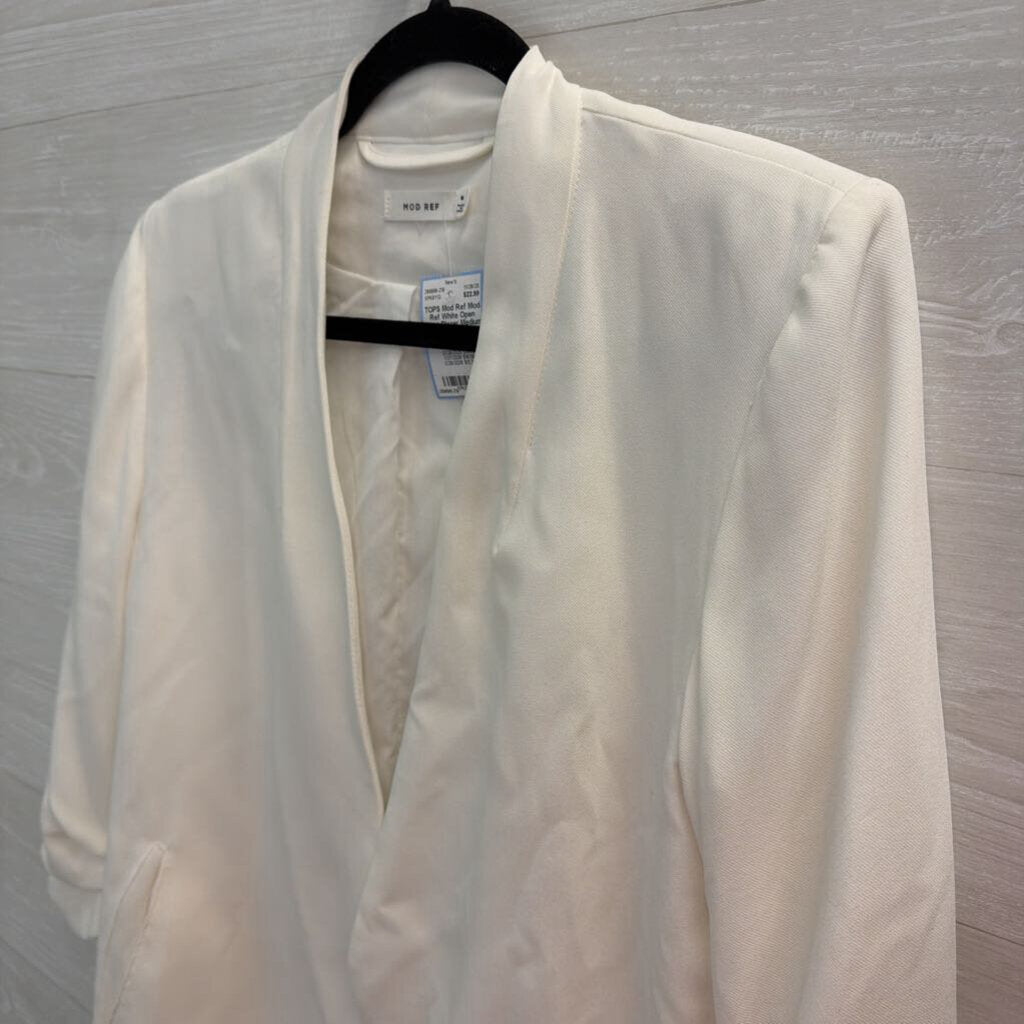 Mod Ref White Open Front Blazer Medium
