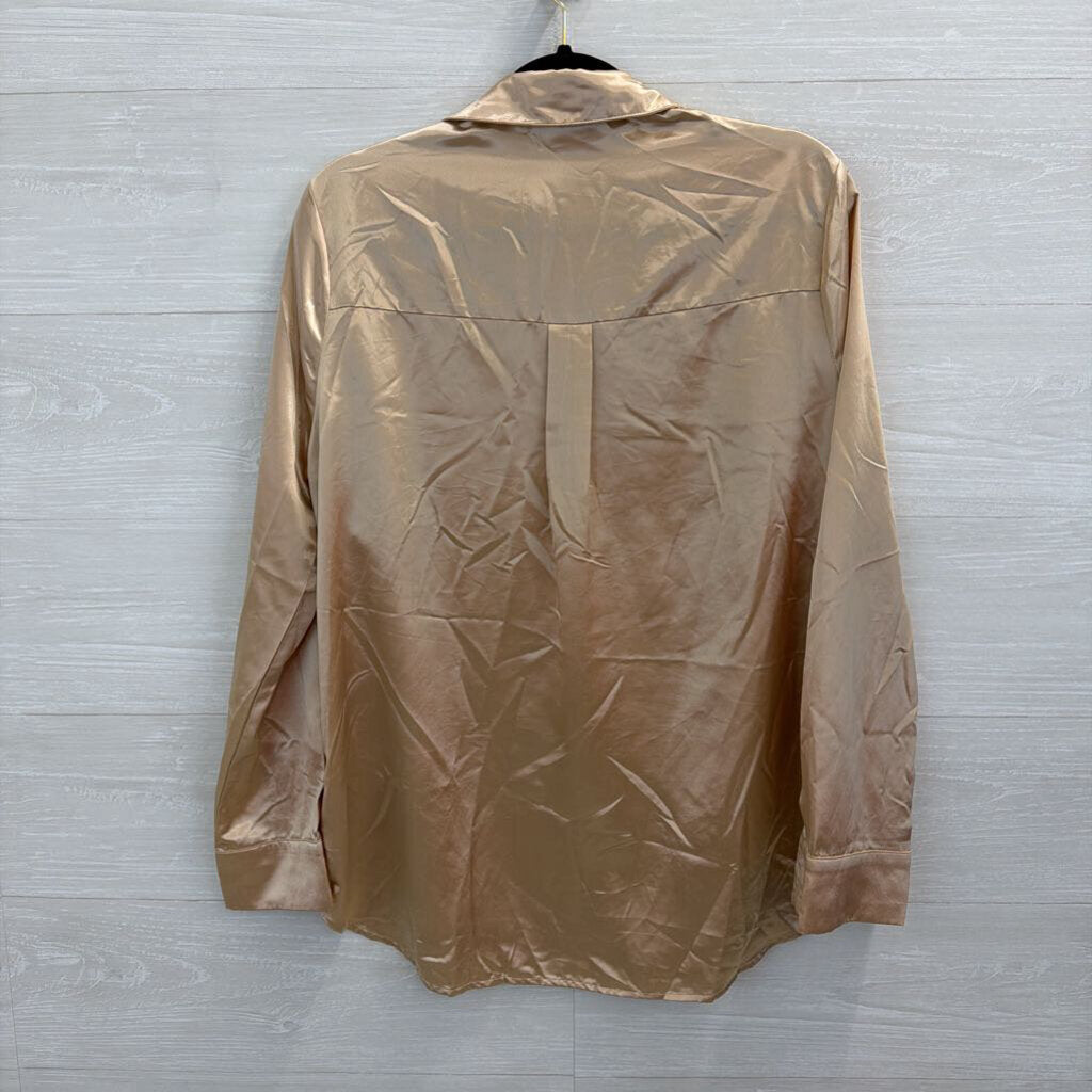 Vici Gold Silky Long Sleeve Button Down Top Medium