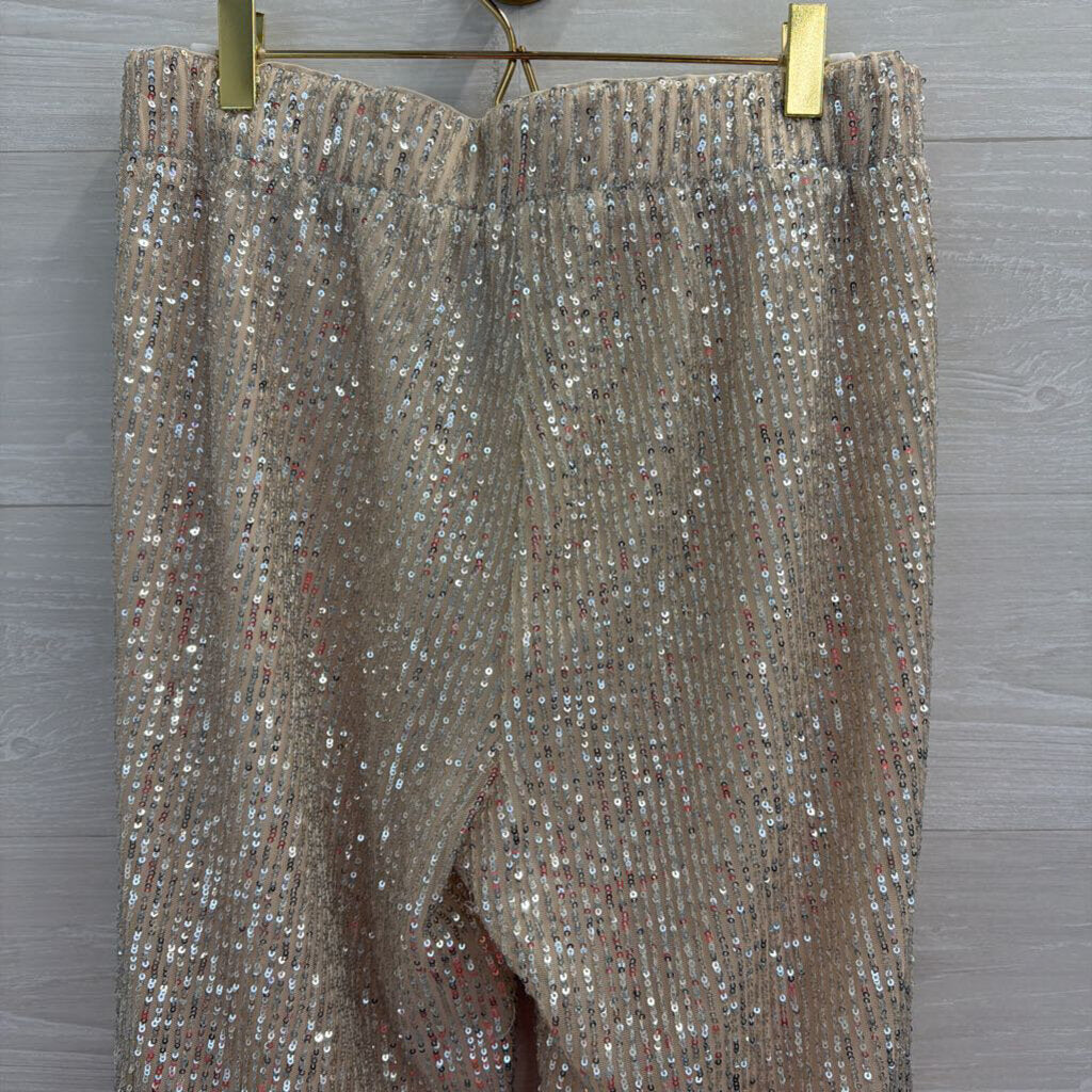 Loft Gold/ Silver Sequin Pull On Jogger Pants Small