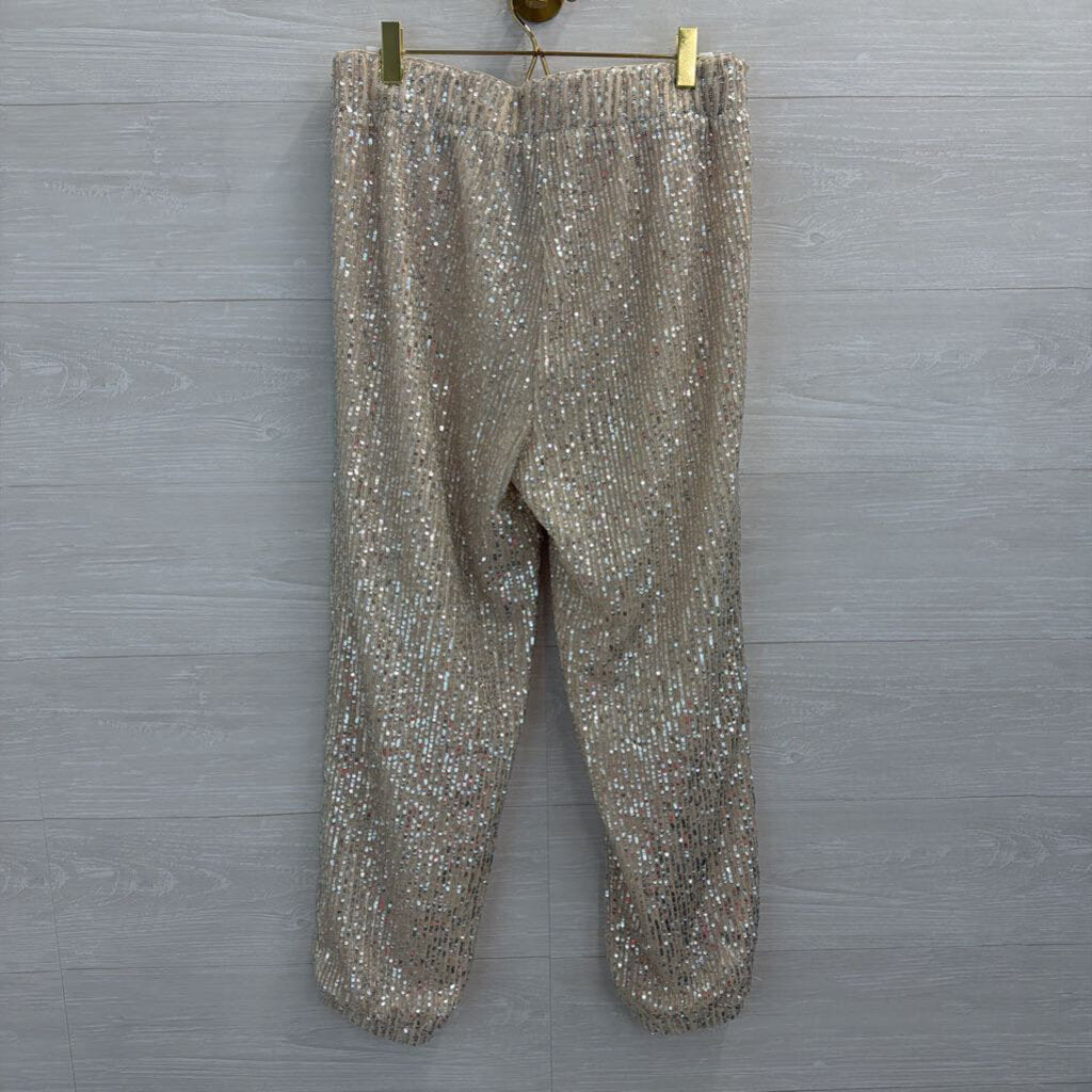 Loft Gold/ Silver Sequin Pull On Jogger Pants Small