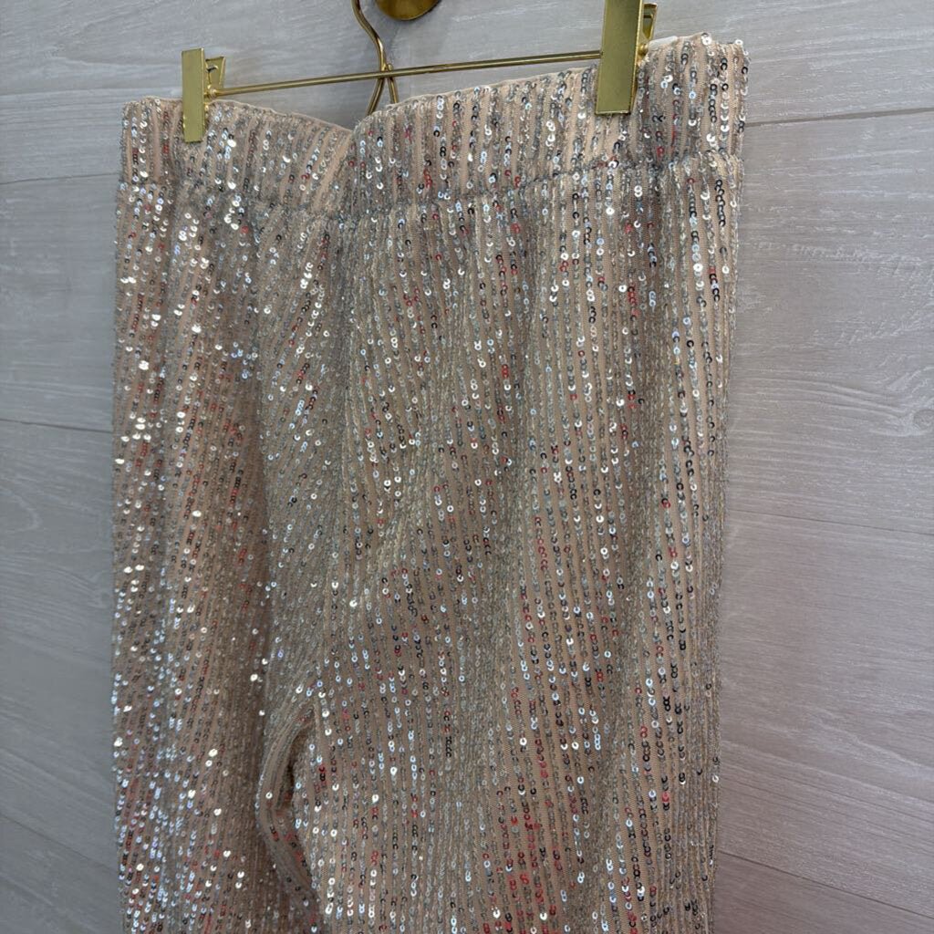 Loft Gold/ Silver Sequin Pull On Jogger Pants Small