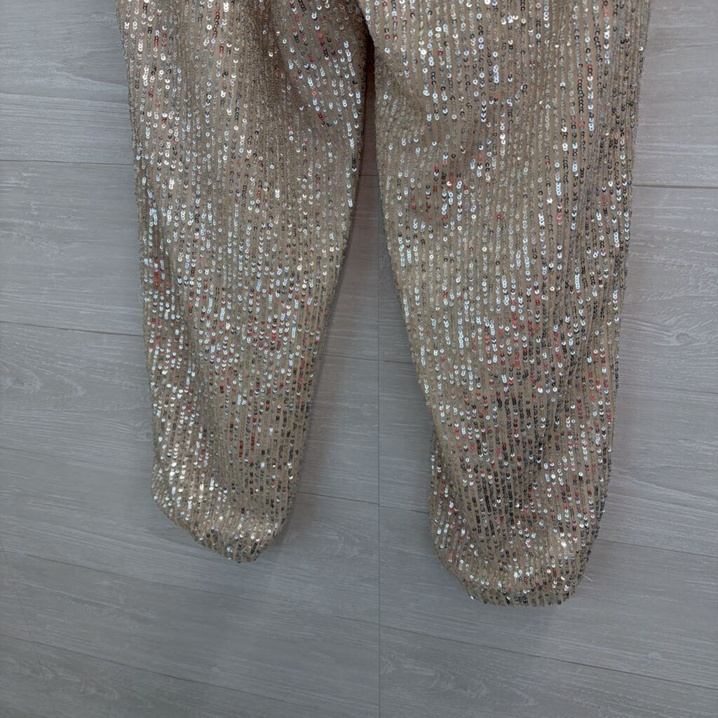 Loft Gold/ Silver Sequin Pull On Jogger Pants Small