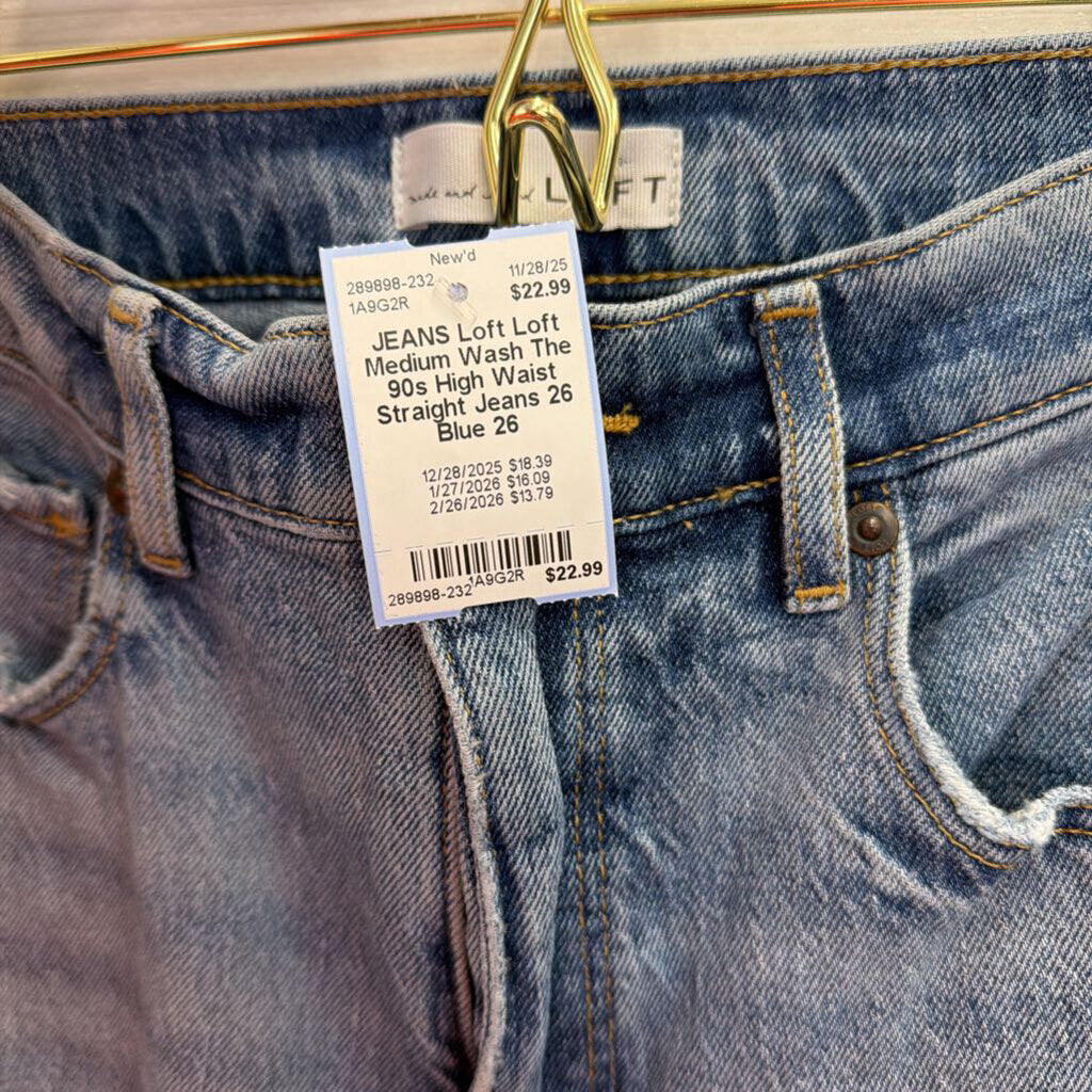 Loft Medium Wash The 90s High Waist Straight Jeans 26