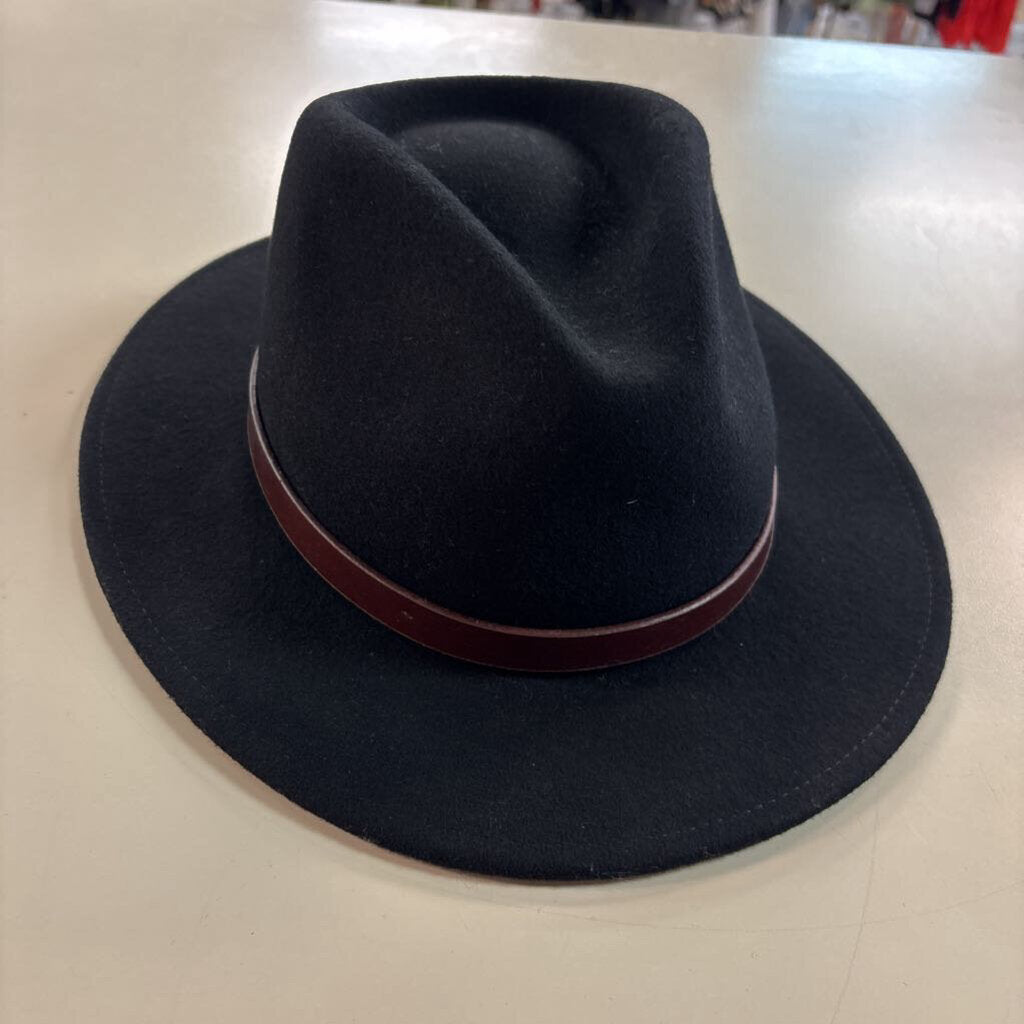 Brixton Messer Black Wool Felt Fedora Hat Medium