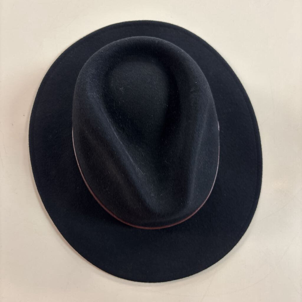 Brixton Messer Black Wool Felt Fedora Hat Medium