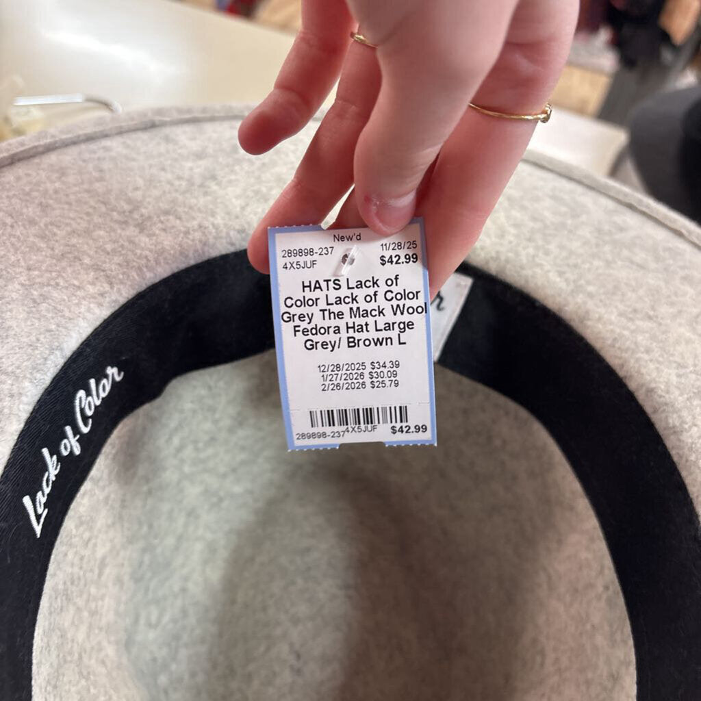 Lack of Color Grey The Mack Wool Fedora Hat Large