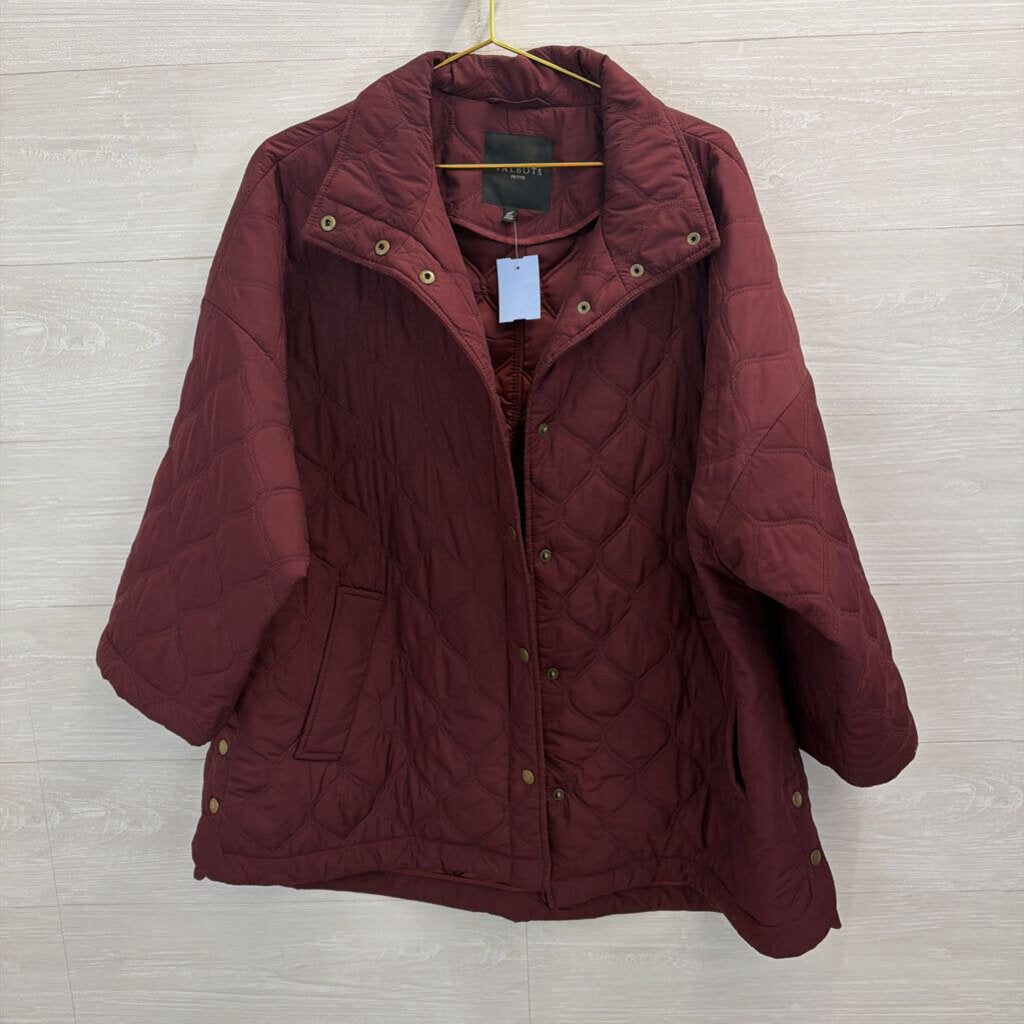 Talbots Burgundy Quilted Jacket Extra Large Petite