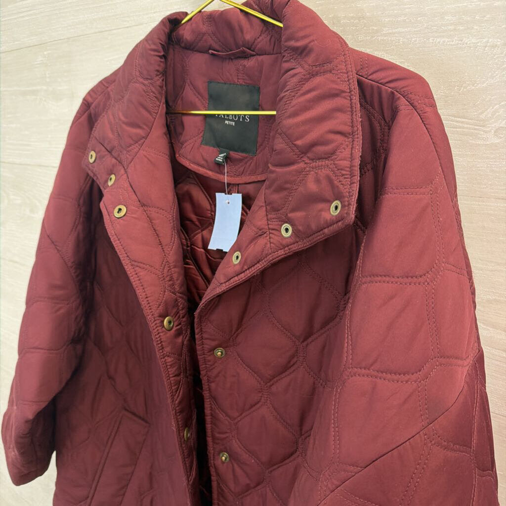 Talbots Burgundy Quilted Jacket Extra Large Petite