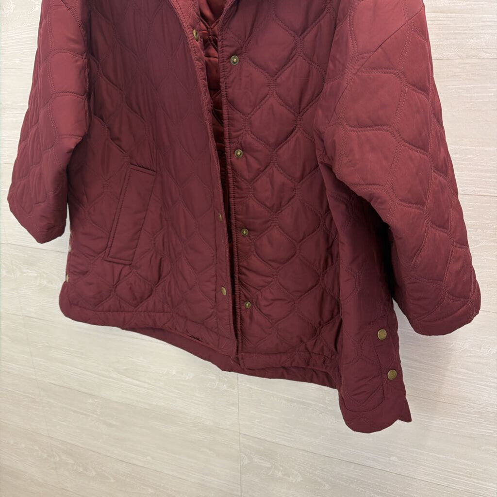 Talbots Burgundy Quilted Jacket Extra Large Petite