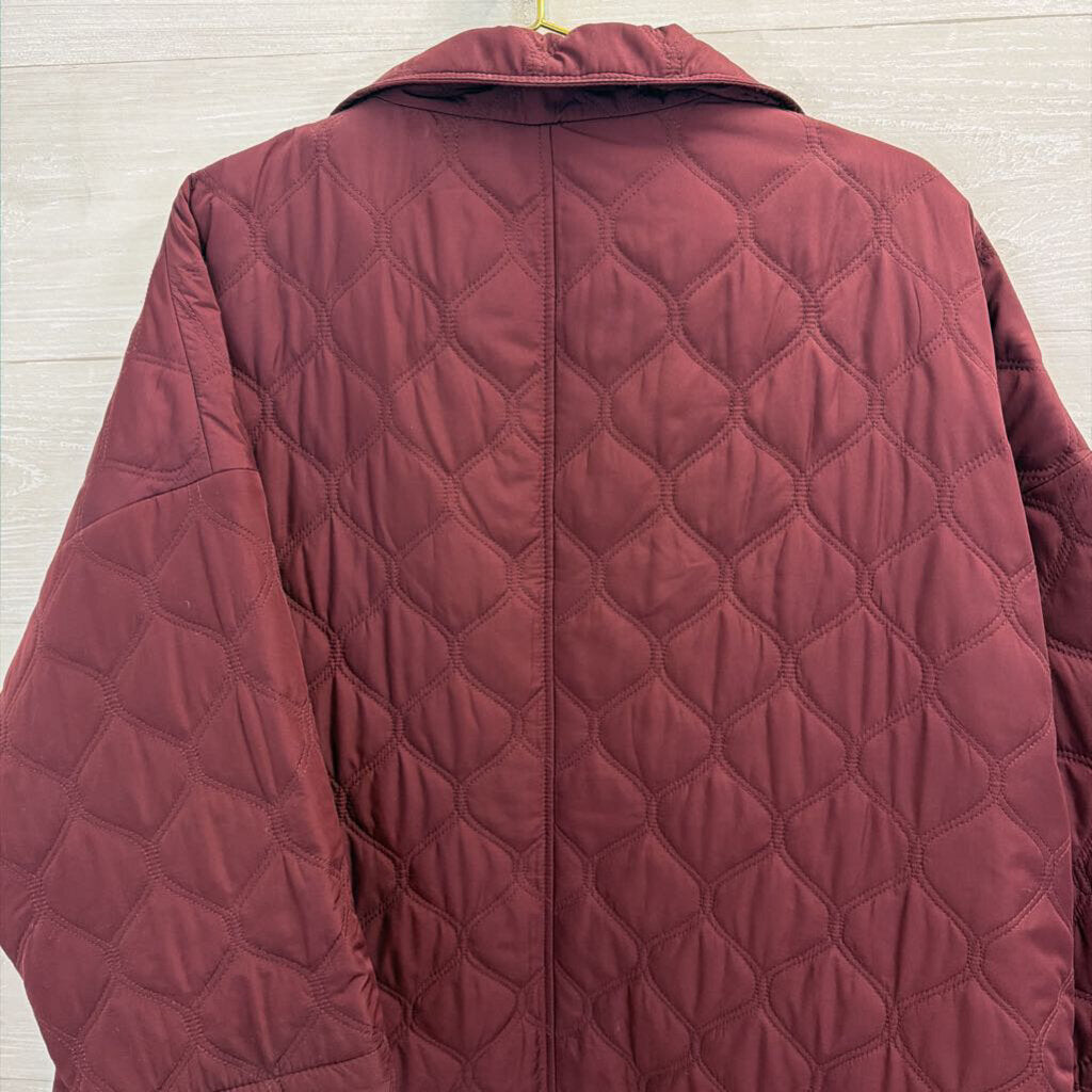 Talbots Burgundy Quilted Jacket Extra Large Petite