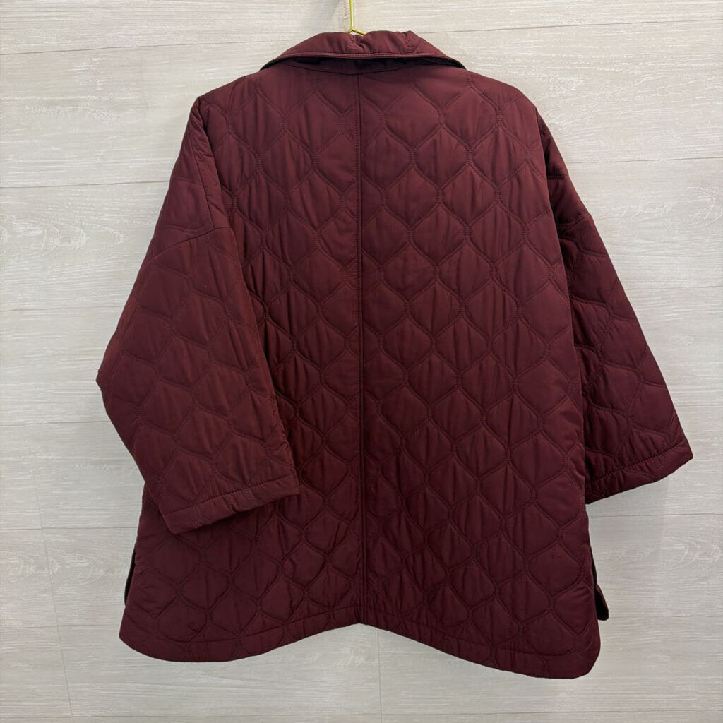 Talbots Burgundy Quilted Jacket Extra Large Petite