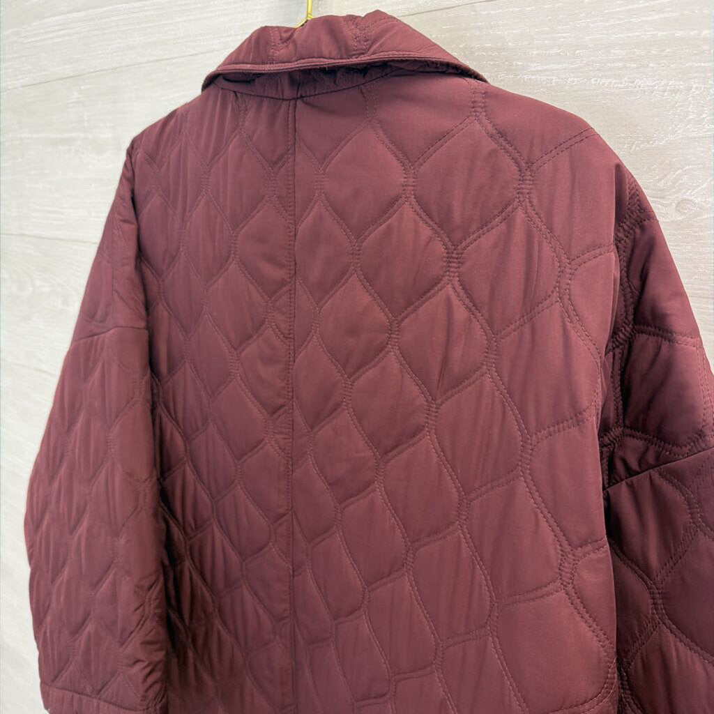 Talbots Burgundy Quilted Jacket Extra Large Petite