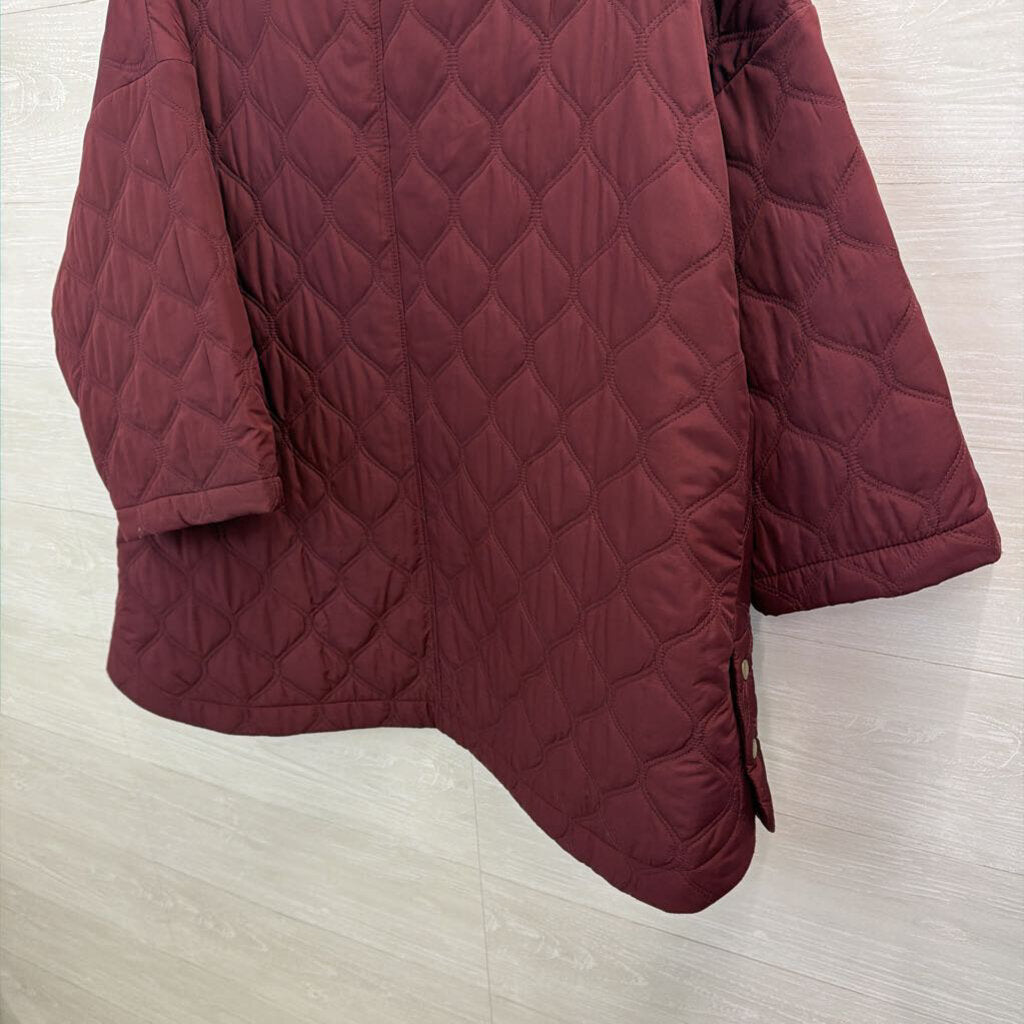 Talbots Burgundy Quilted Jacket Extra Large Petite