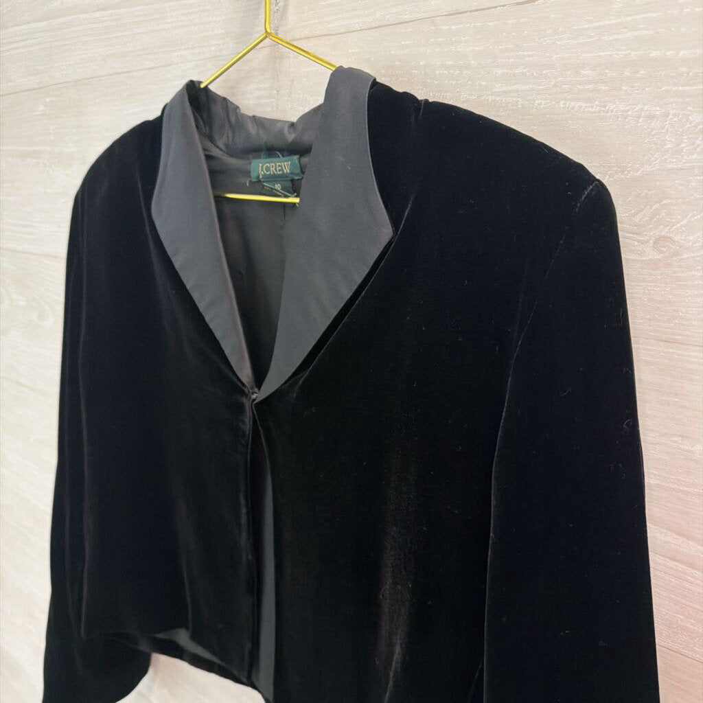 J Crew Black Velvet Satin Lapel Jacket 10