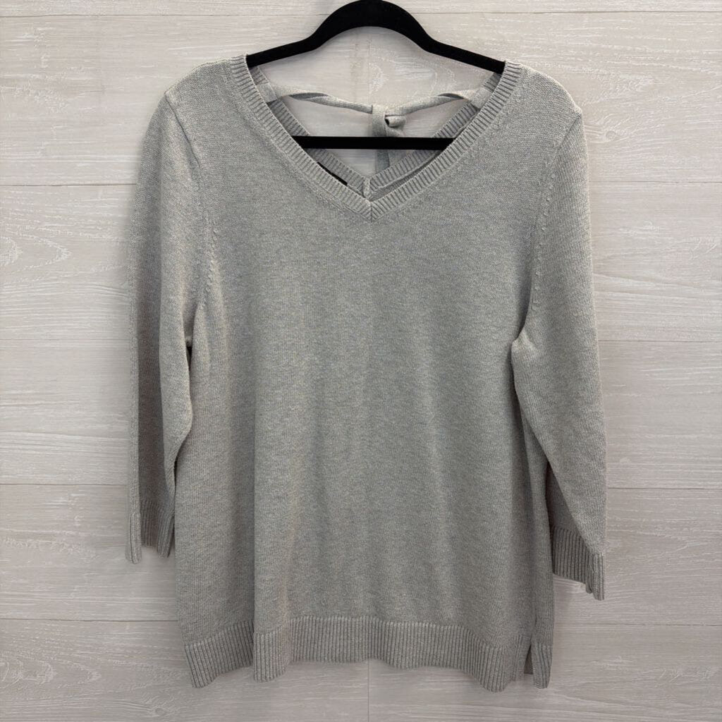 Talbots Grey Knit V Neck Sweater Extra Large Petite