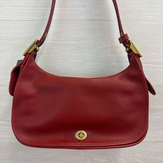 Vintage Coach Red Leather Legacy Crescent Hobo Purse