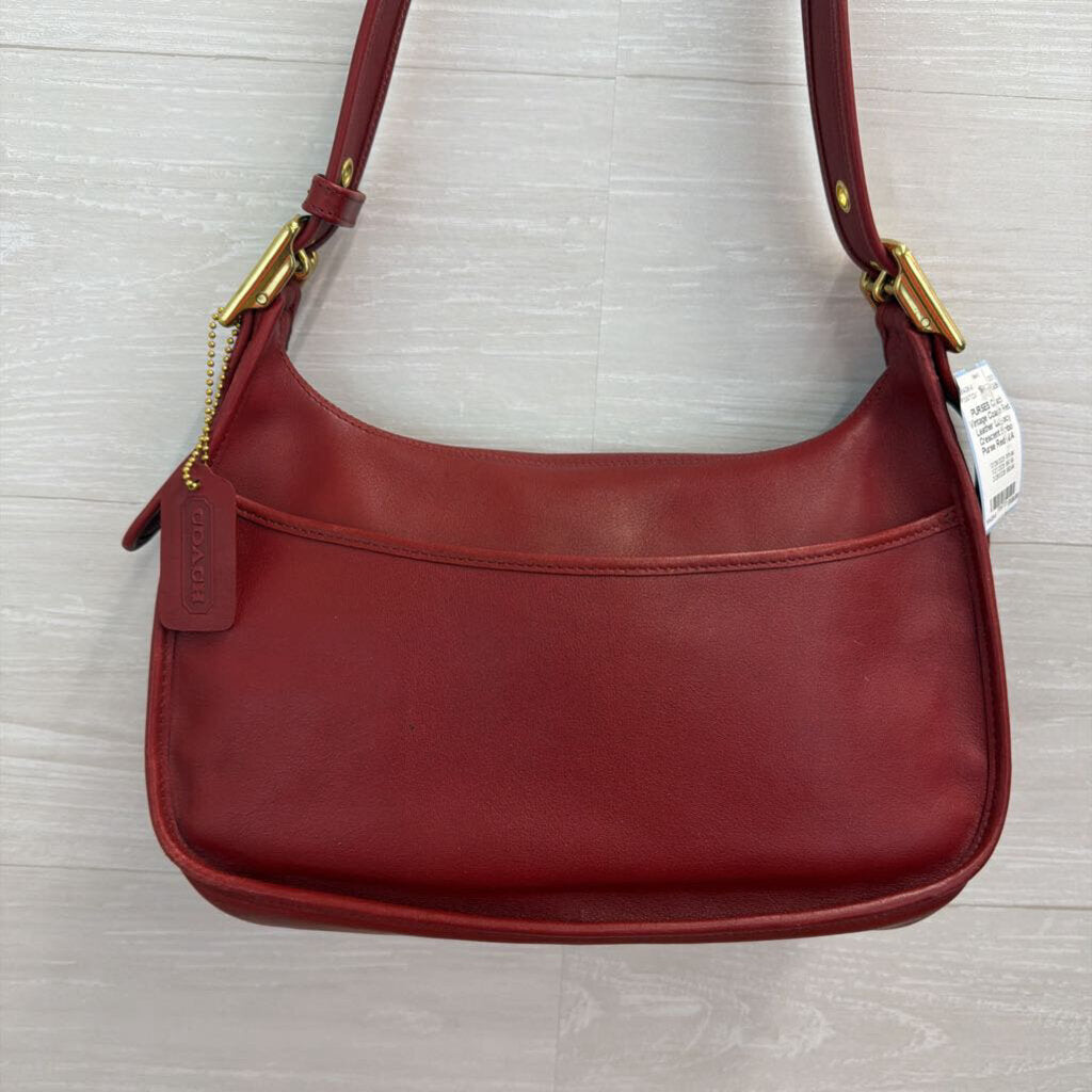 Vintage Coach Red Leather Legacy Crescent Hobo Purse