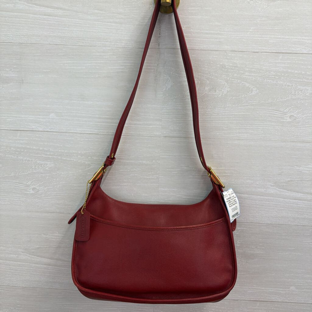 Vintage Coach Red Leather Legacy Crescent Hobo Purse